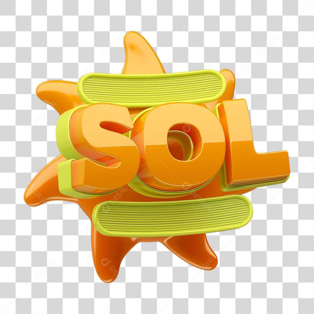 Selo 3D Sol PNG Transparente
