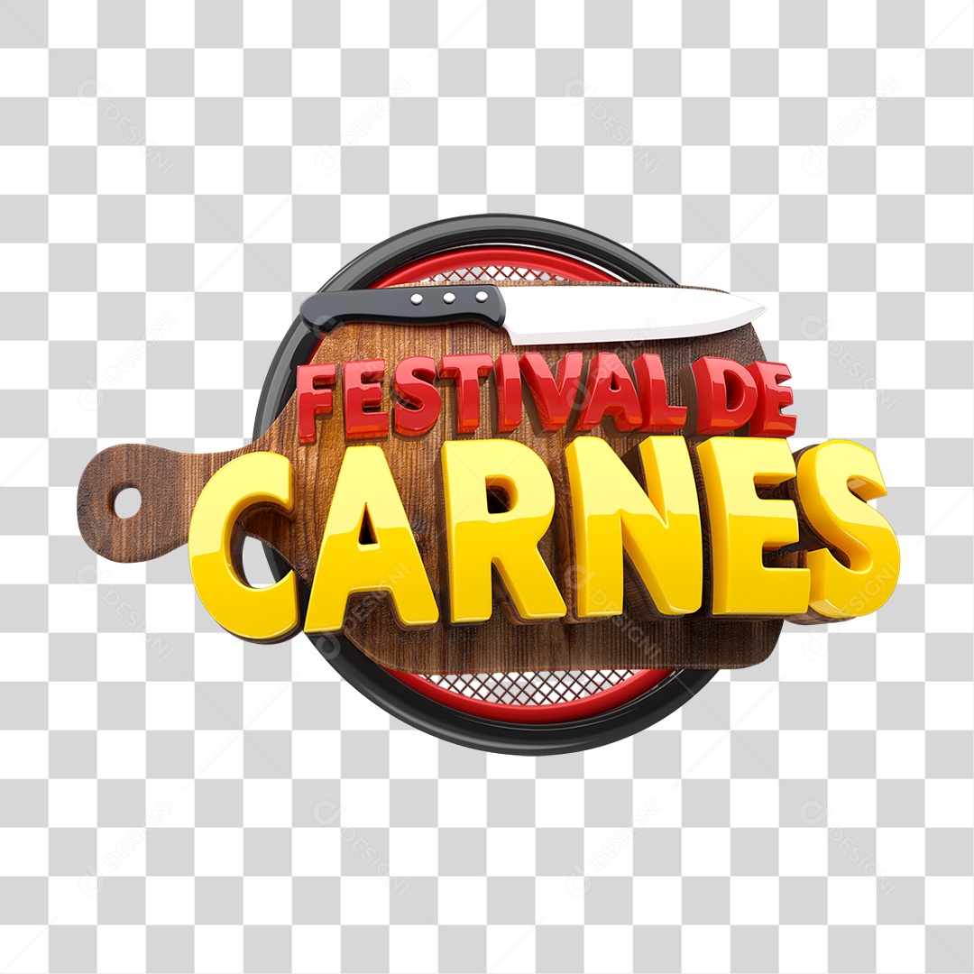 Selo 3D Festival de Carnes PNG Transparente