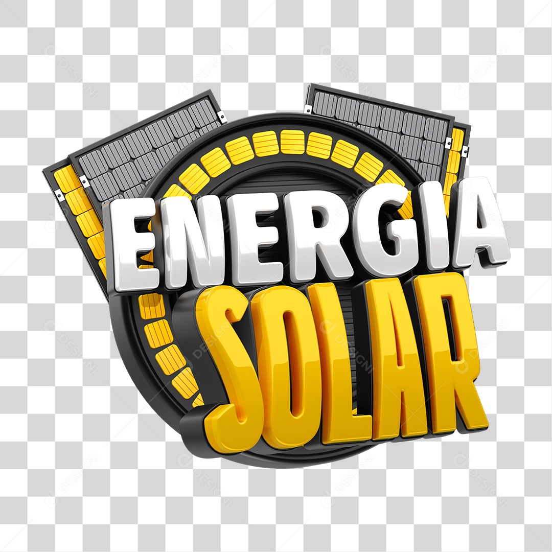 Selo 3D Energia Solar PNG Transparente