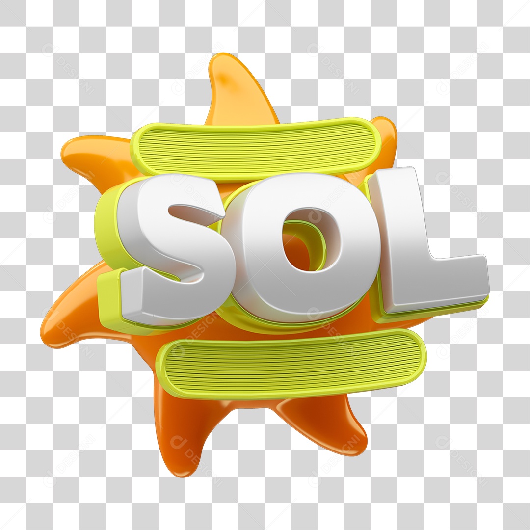 Selo 3D Sol PNG Transparente