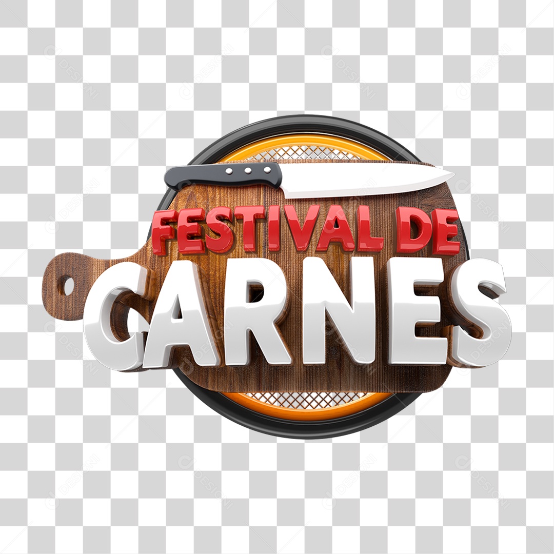 Selo 3D Festival de Carnes PNG Transparente