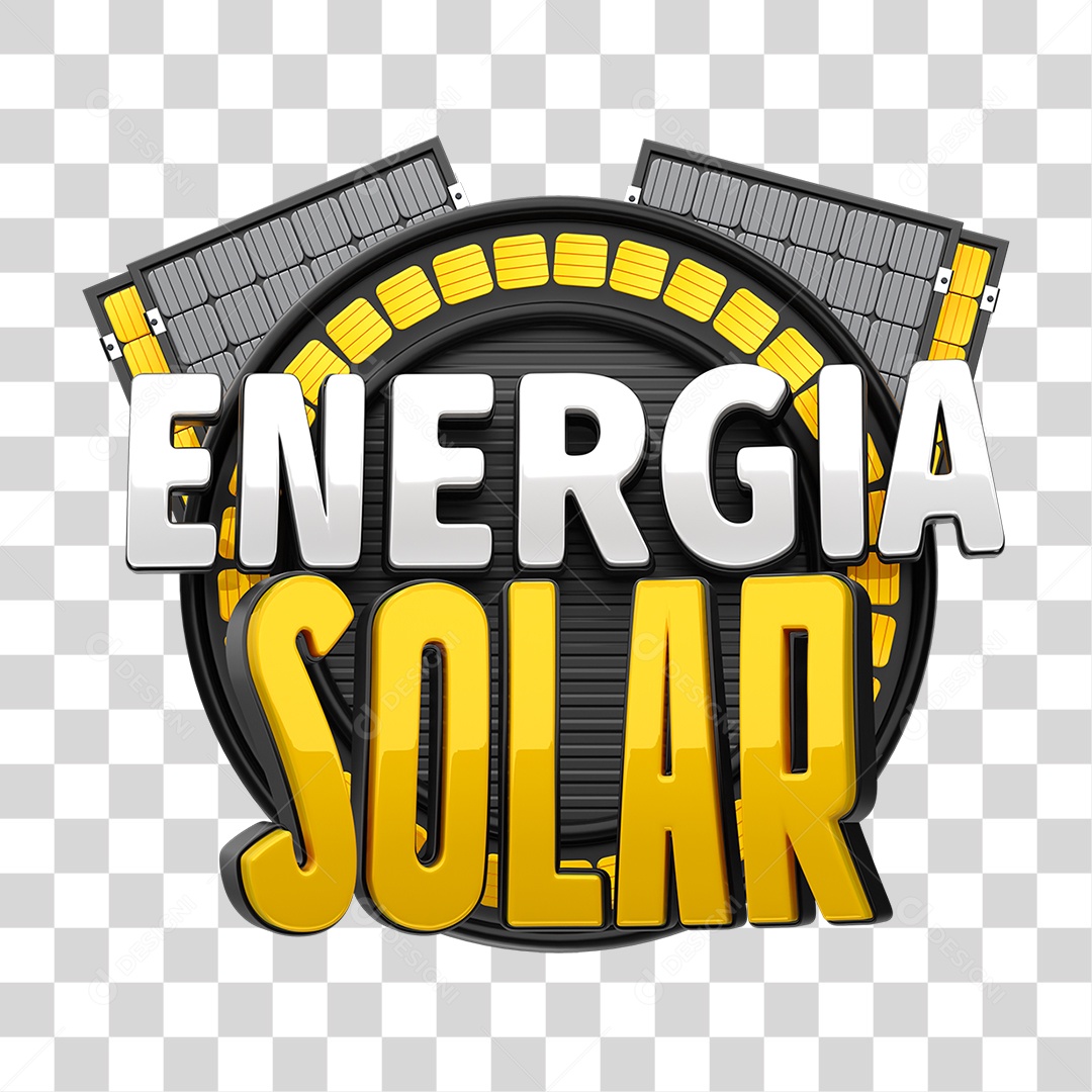 Selo 3D Energia Solar PNG Transparente