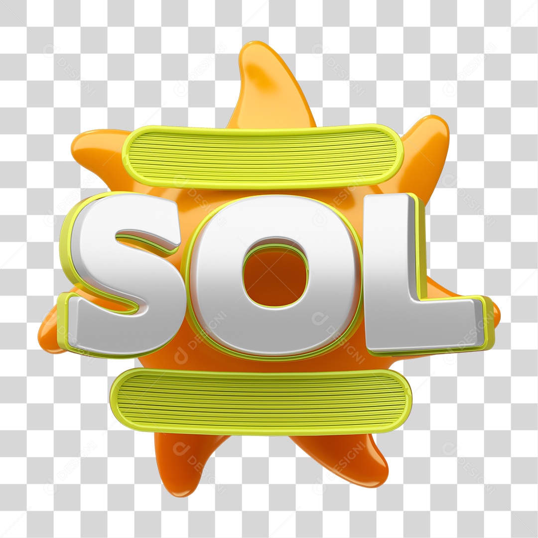 Selo 3D Sol PNG Transparente