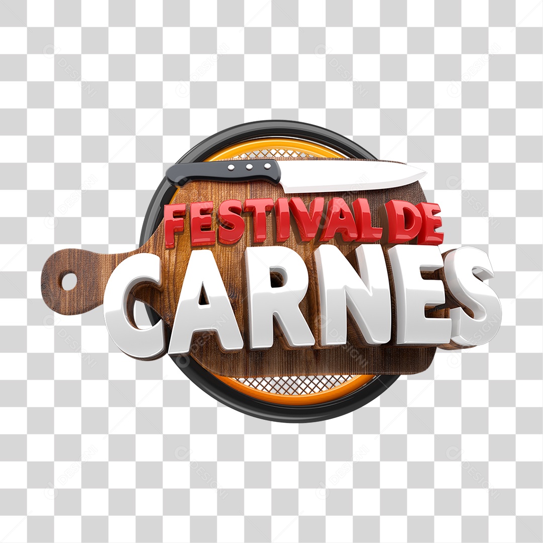 Selo 3D Festival de Carnes PNG Transparente
