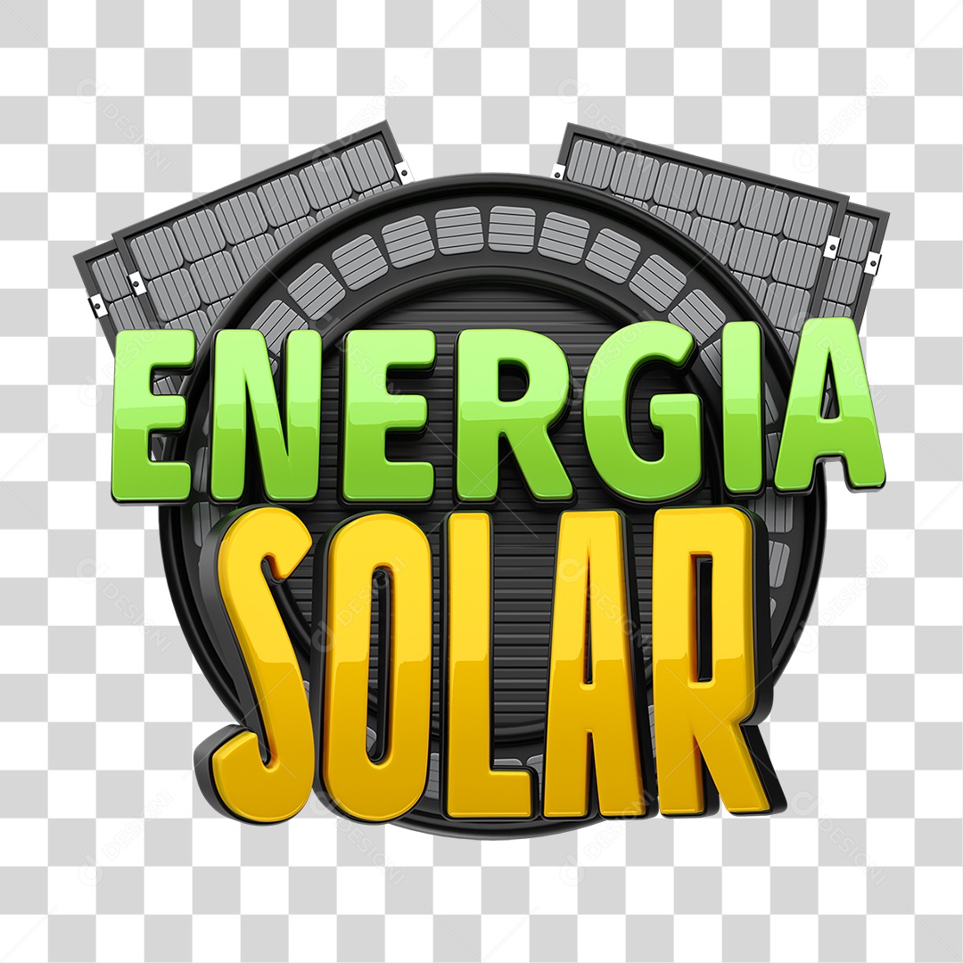 Selo 3D Energia Solar PNG Transparente