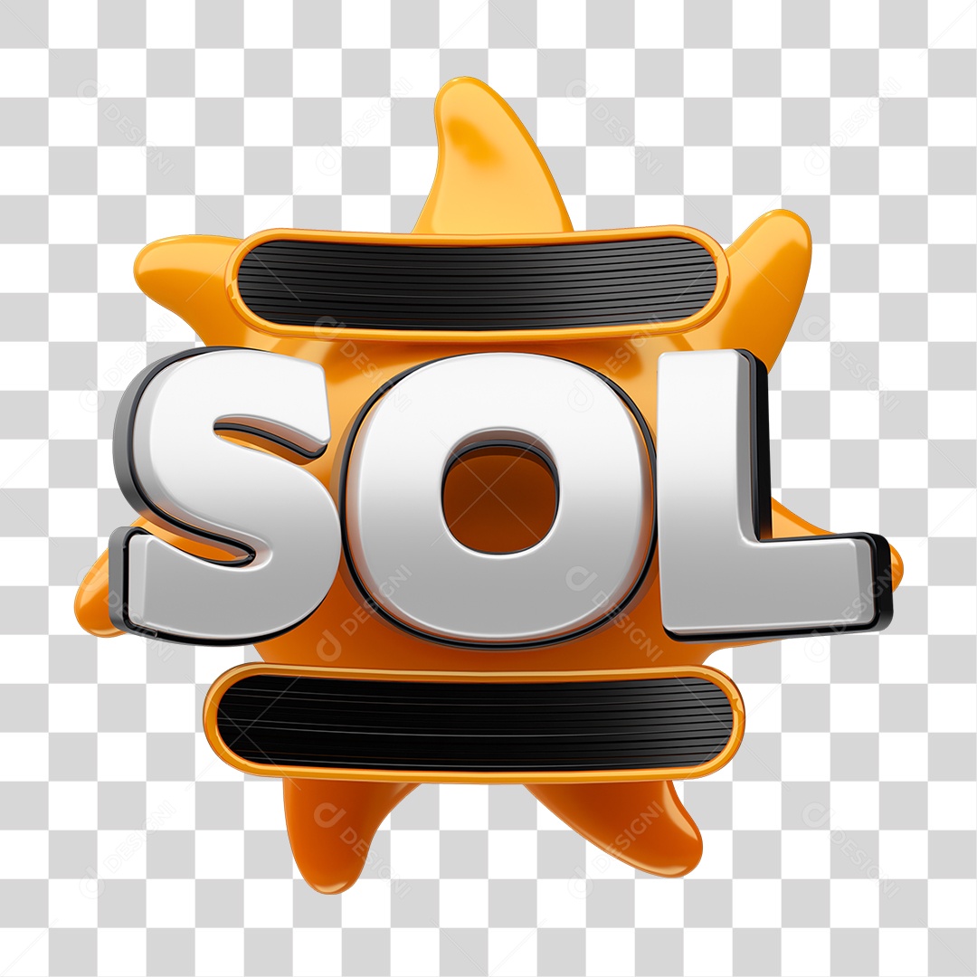 Selo 3D Sol PNG Transparente