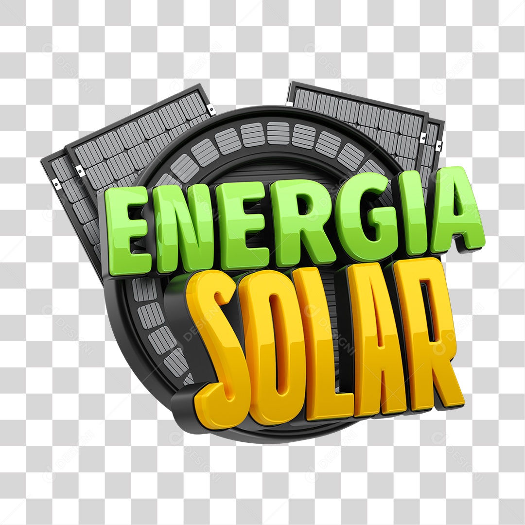 Selo 3D Energia Solar PNG Transparente