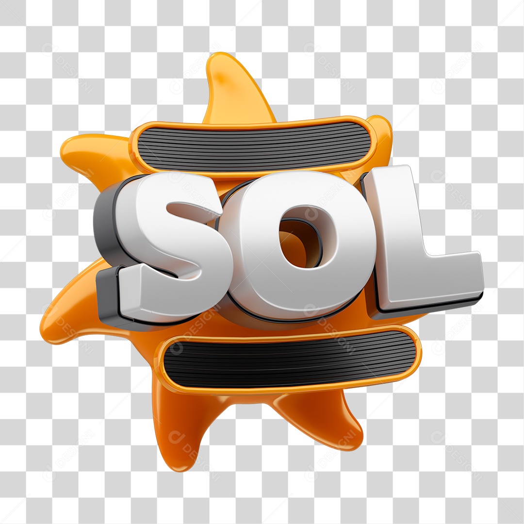 Selo 3D Sol PNG Transparente