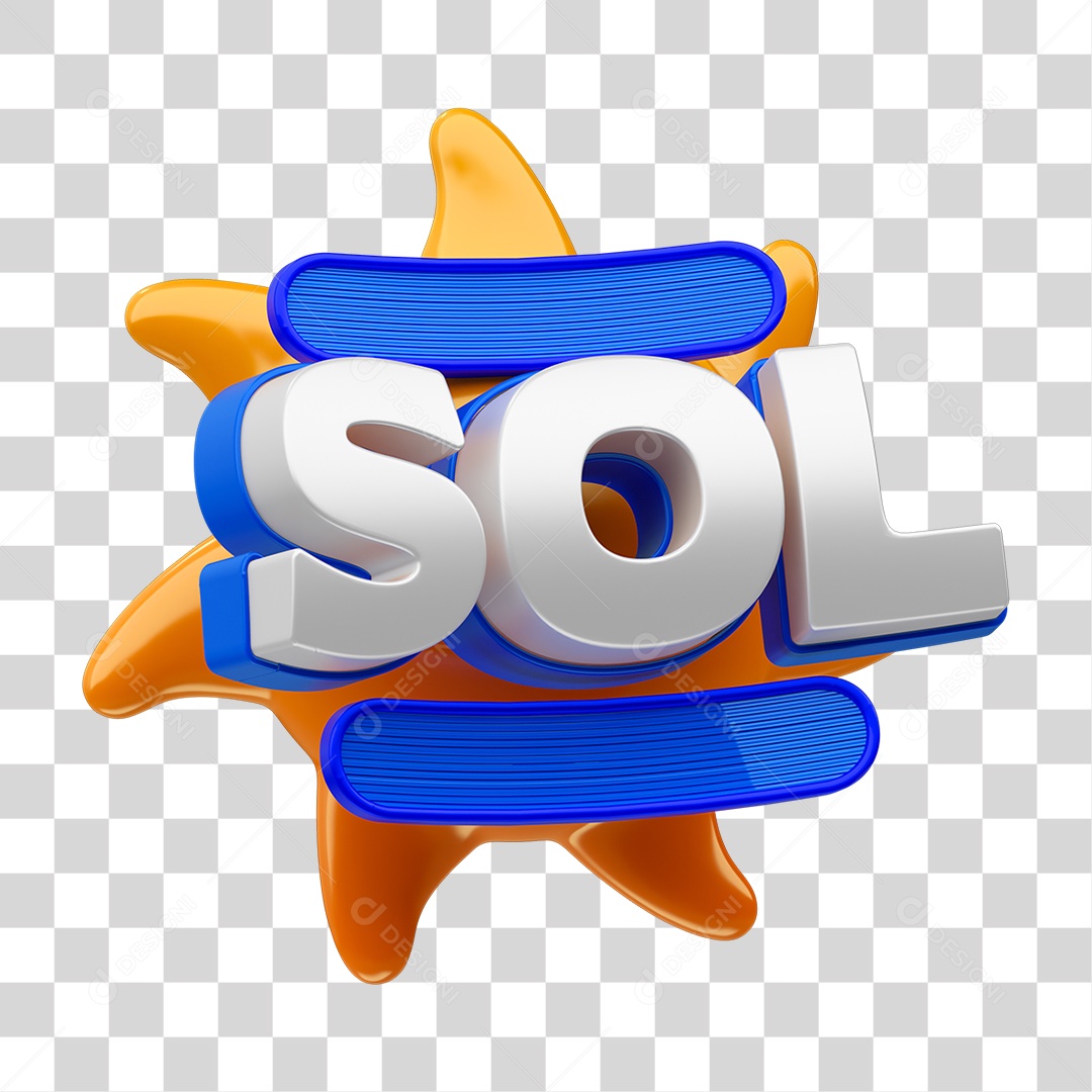 Selo 3D Sol PNG Transparente