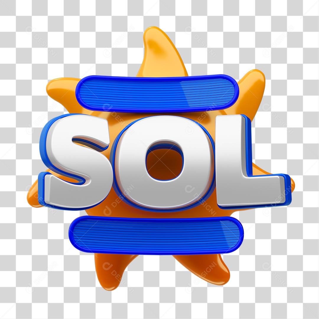 Selo 3D Sol PNG Transparente