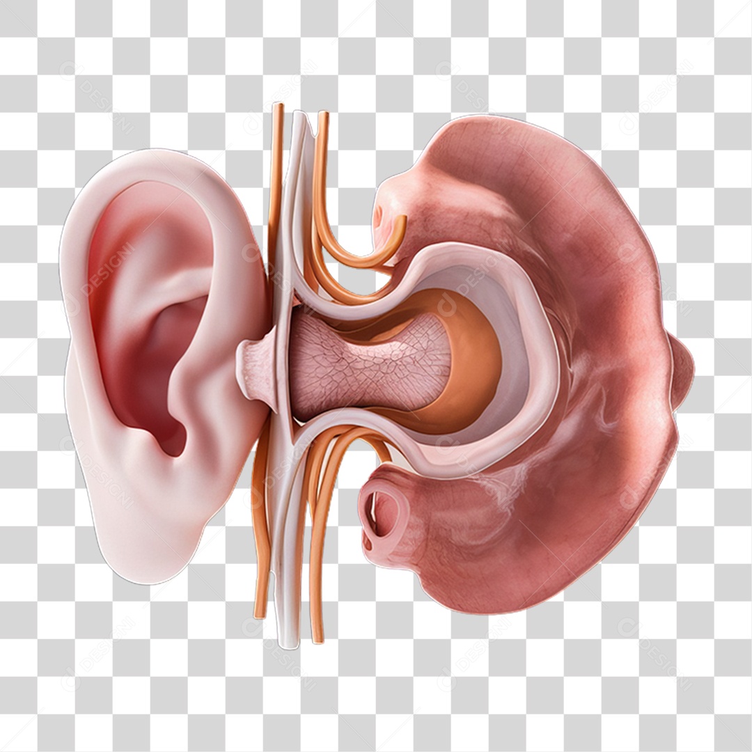 Elemento 3D Sistema Auditivo PNG Transparente