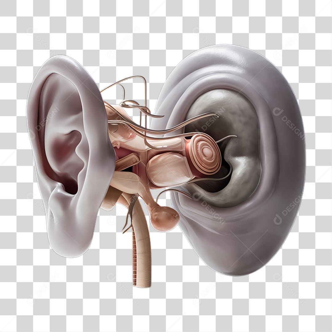 Elemento 3D Sistema Auditivo PNG Transparente