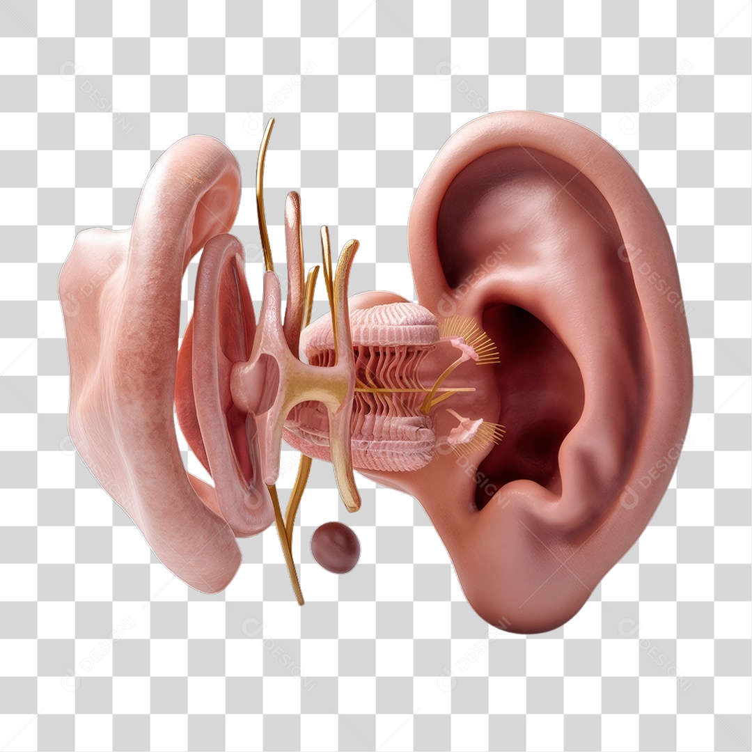 Elemento 3D Sistema Auditivo PNG Transparente