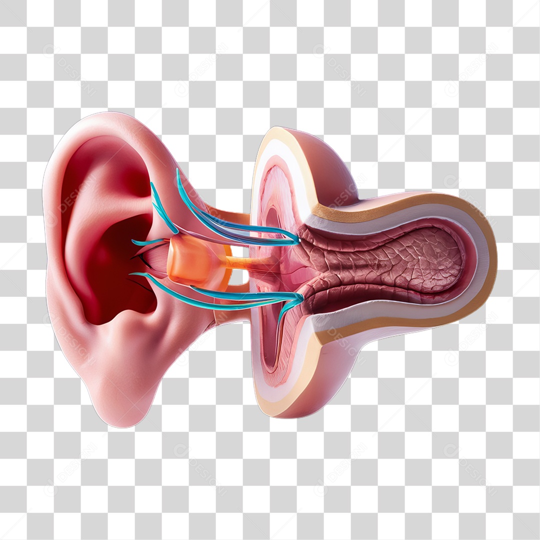 Elemento 3D Sistema Auditivo PNG Transparente