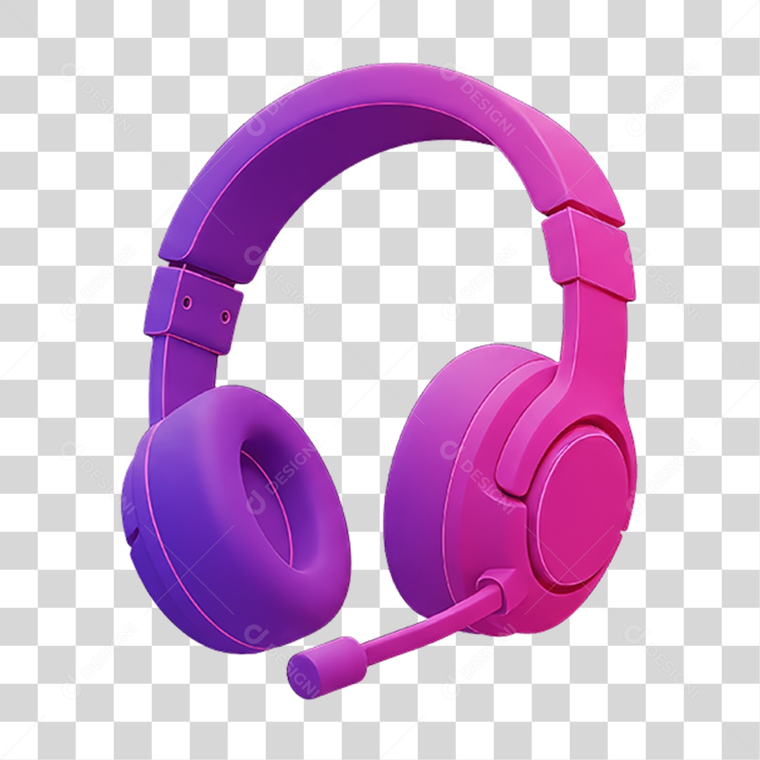 Fones de Ouvido com Cores em Degradê PNG Transparente