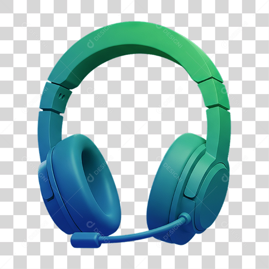 Fones de Ouvido com Cores em Degradê PNG Transparente