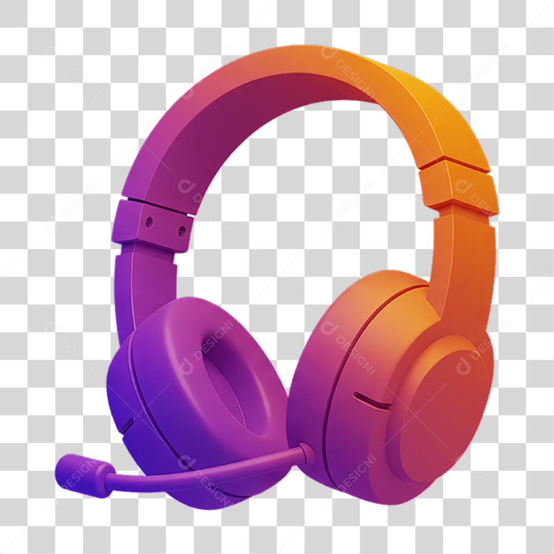 Fones de Ouvido com Cores em Degradê PNG Transparente