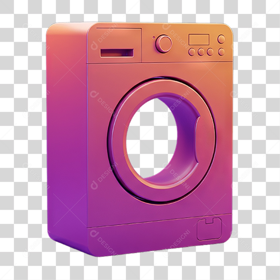 Maquina de Lavar com Cores Degradê PNG Transparente