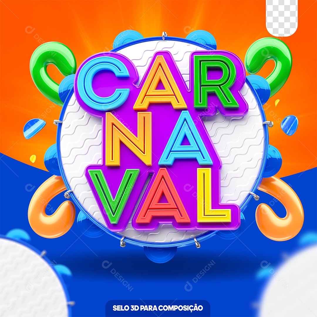 Selo 3D Carnaval Para Composição PSD