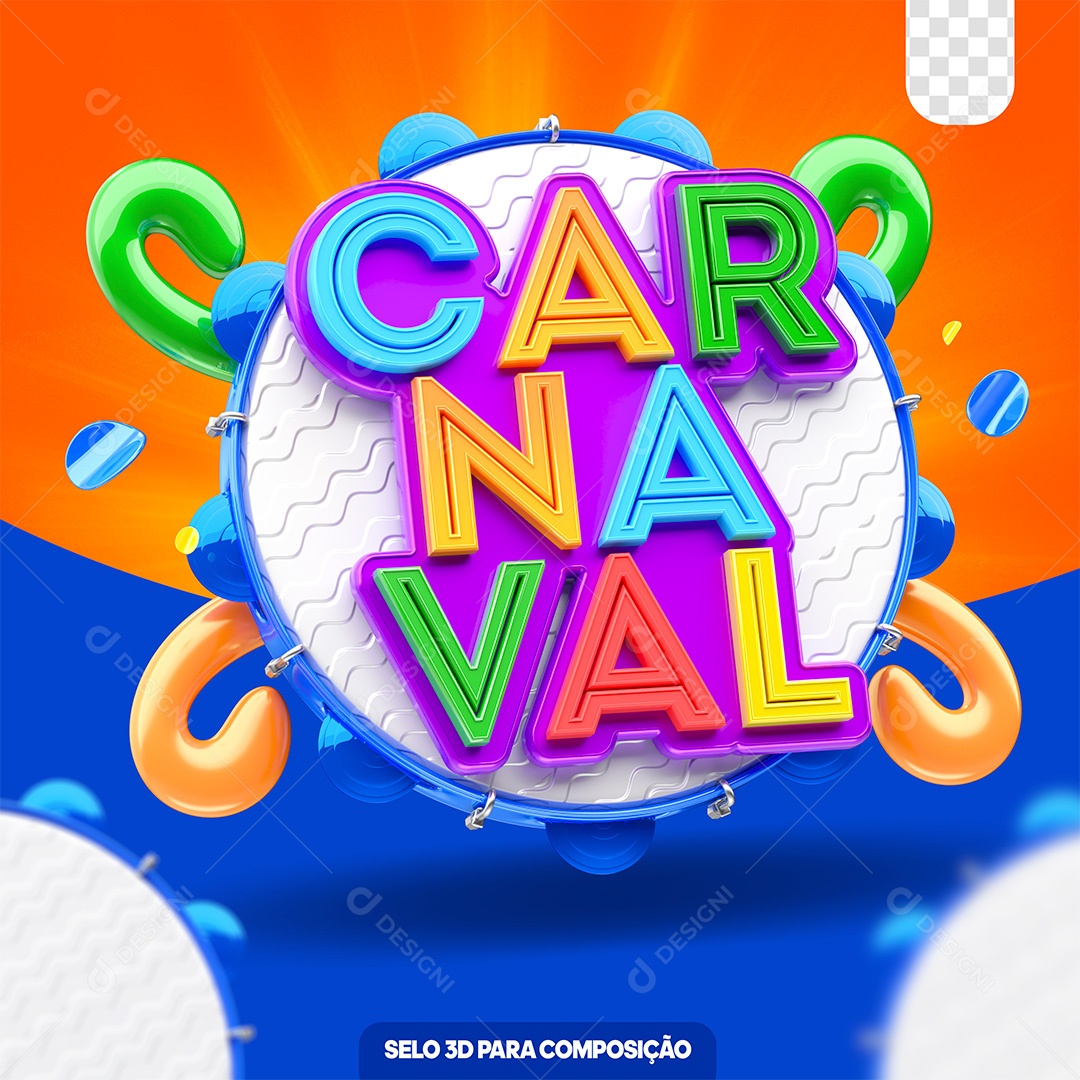 Selo 3D Carnaval Para Composição PSD