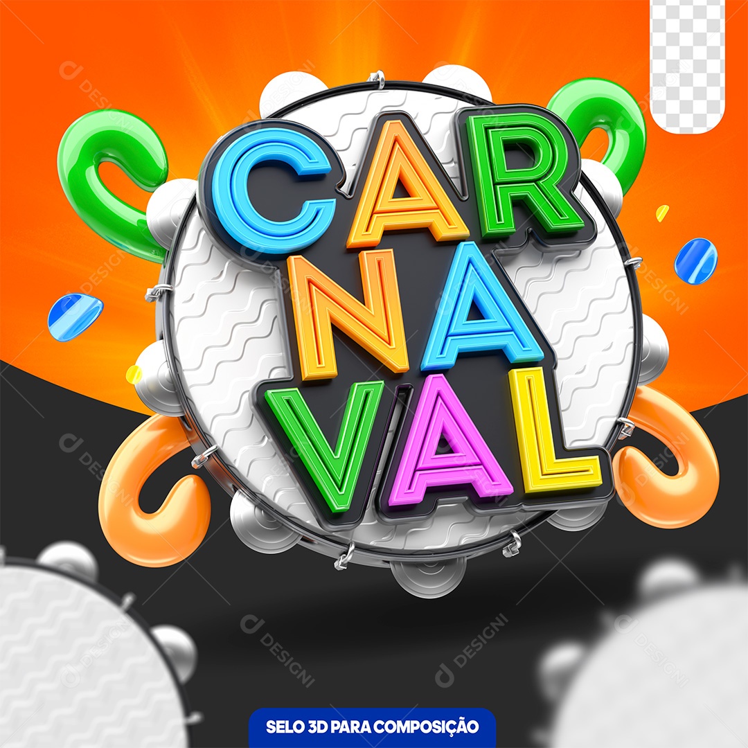 Selo 3D Carnaval Para Composição PSD