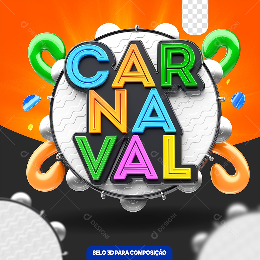 Selo 3D Carnaval Para Composição PSD
