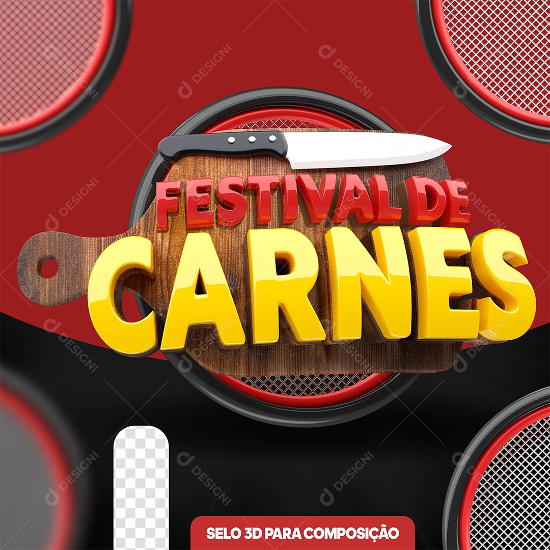 Selo 3D Festival de Carnes Para Composição PSD