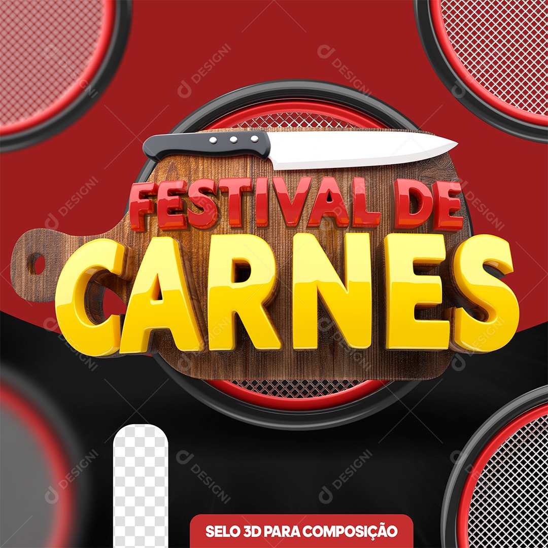 Selo 3D Festival de Carnes Para Composição PSD