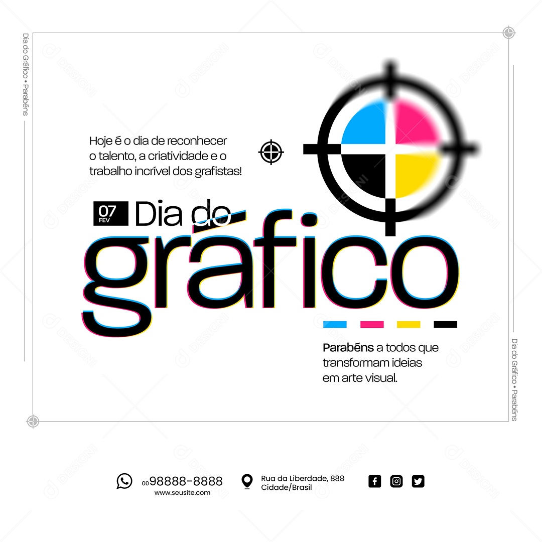 Dia do Gráfico 07 de Fevereiro Parabéns Social Media PSD Editável