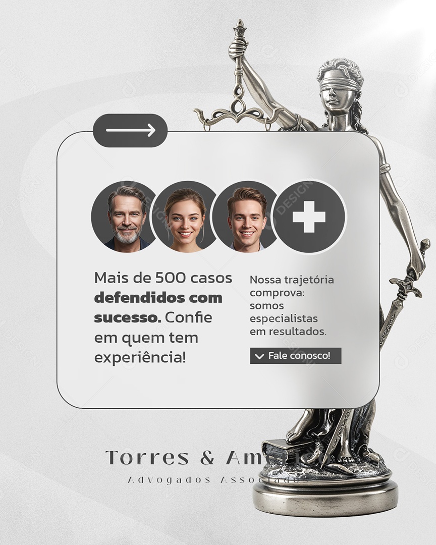 Advocacia Mais de 500 Casas Defendidos Social Media PSD Editável