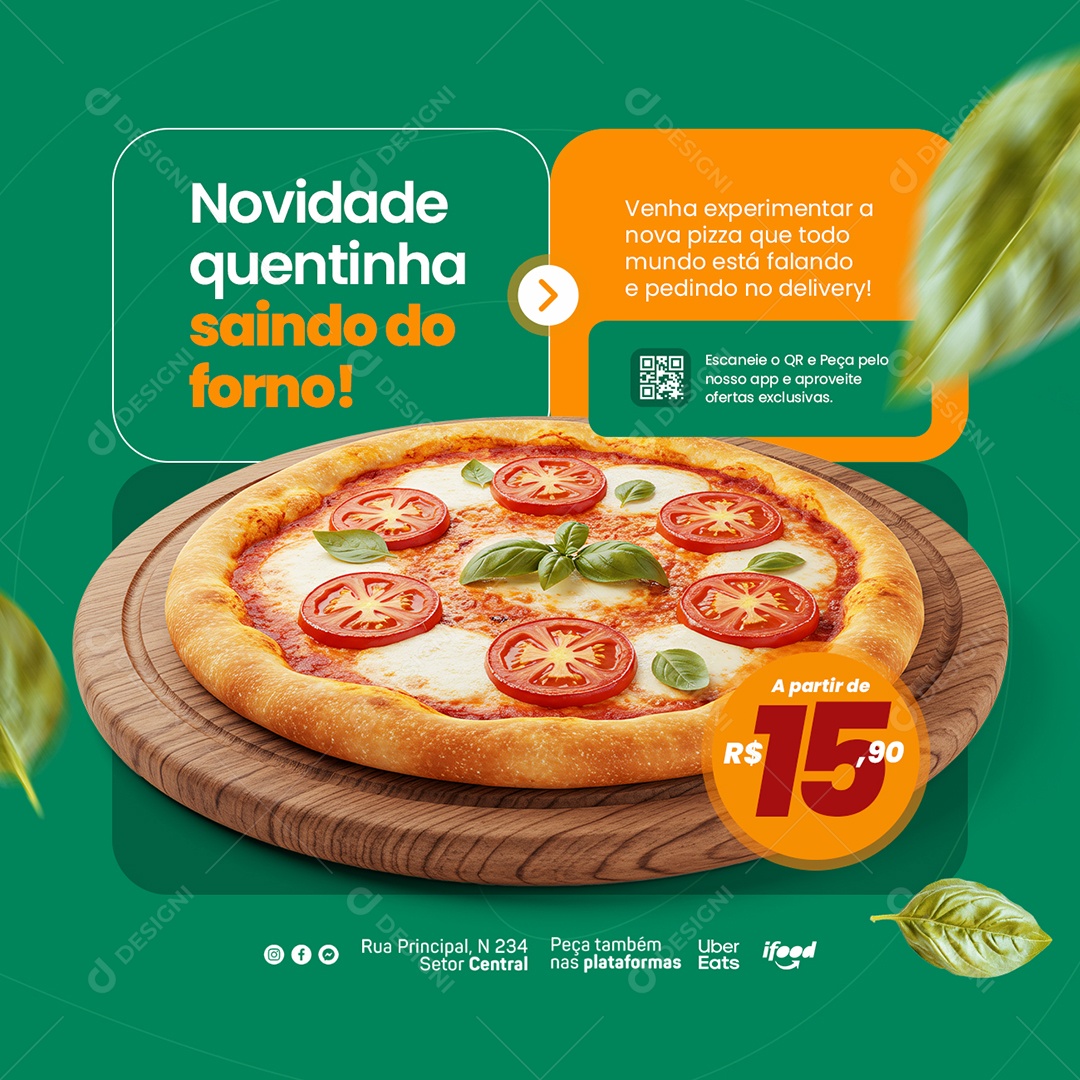 Pizzaria Novidade Quentinha Social Media PSD Editável