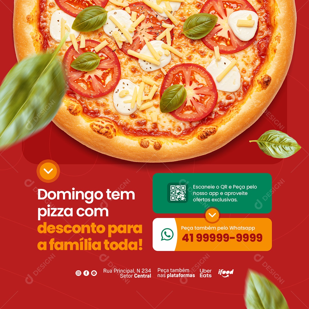 Pizzaria Dominga tem Pizza Social Media PSD Editável