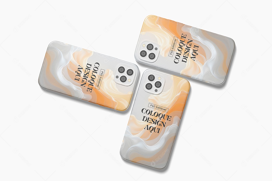 Mockup de Três IPhones Deitados PSD Editável