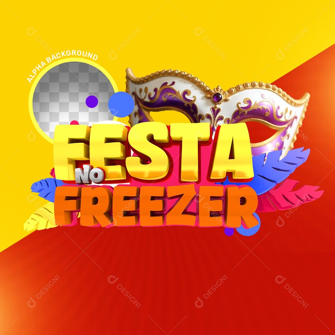 Festa no Freezer Selo 3D Para Composição PSD