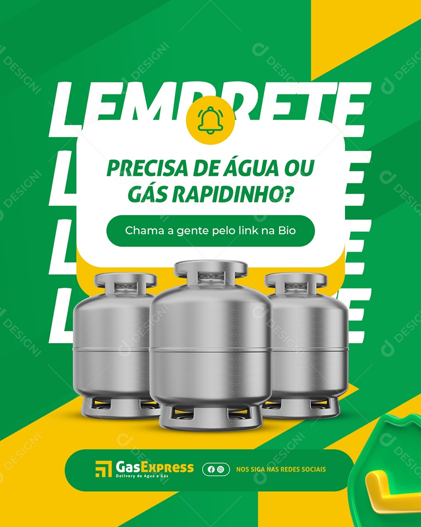 Distribuidora de Gás e Água Mineral Precisa de Água ou Gás Rápido Social Media PSD Editável