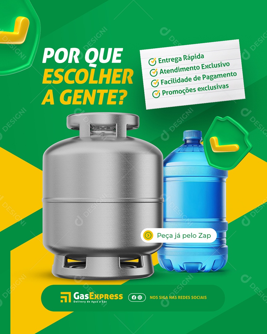 Distribuidora de Gás e Água Mineral Porque Escolher a Gente Social Media PSD Editável