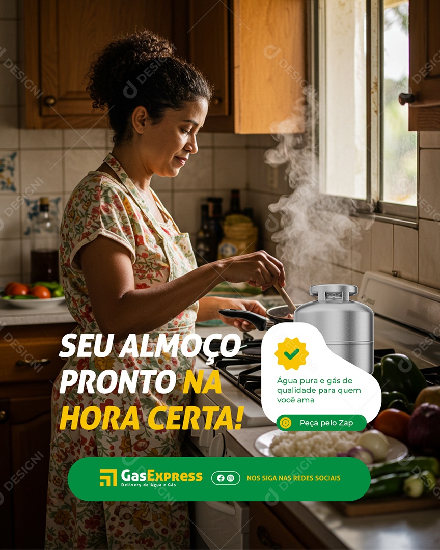Distribuidora de Gás e Água Mineral Seu Almoço Pronto Social Media PSD Editável