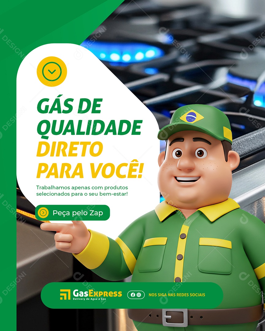 Distribuidora de Gás e Água Mineral Gás de Qualidade Social Media PSD Editável