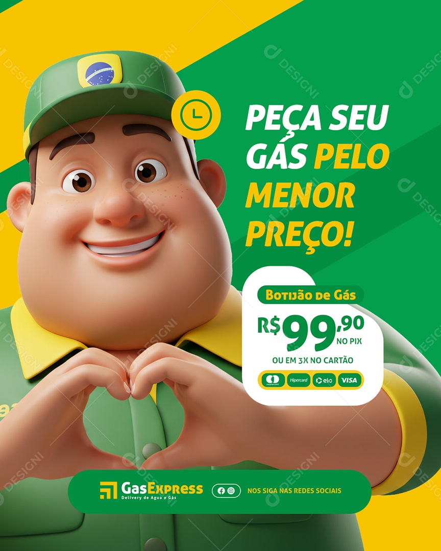 Distribuidora de Gás e Água Mineral Peça Gás Pelo Menor Preço Social Media PSD Editável