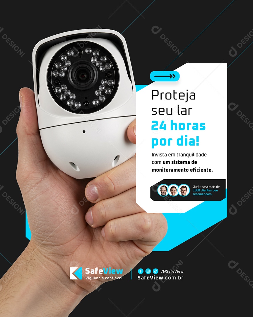Segurança CFTV Proteja seu Lar 24 horas Social Media PSD Editável