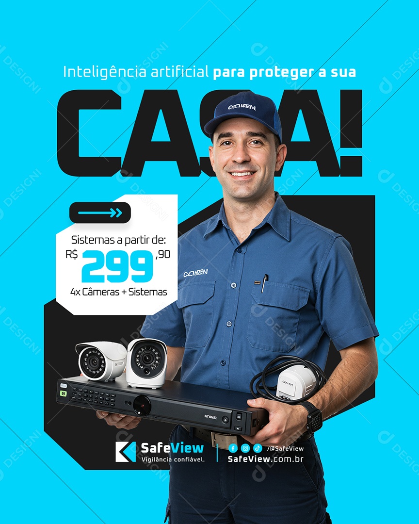 Segurança CFTV  IA para Proteger sua Casa Social Media PSD Editável