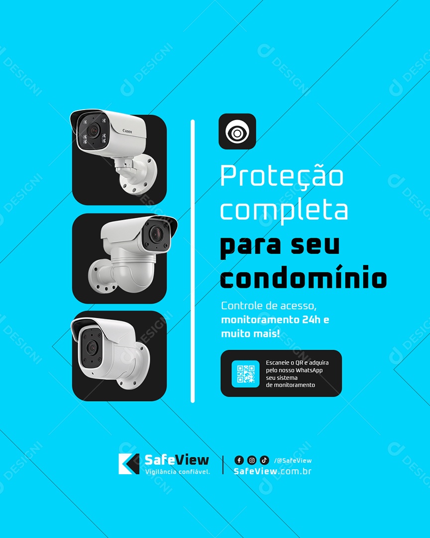 Segurança CFTV Proteção Completa para seu Condomínio Social Media PSD Editável