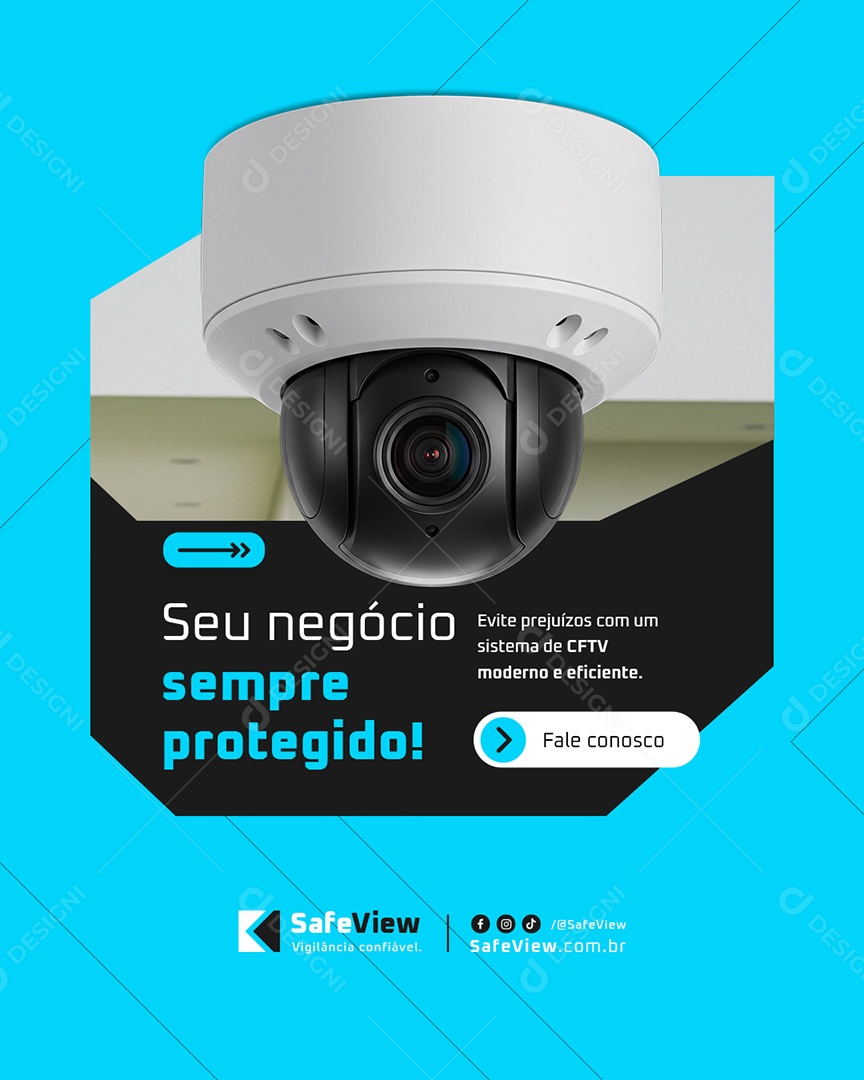 Segurança CFTV Seu Negócio Sempre Protegido Social Media PSD Editável