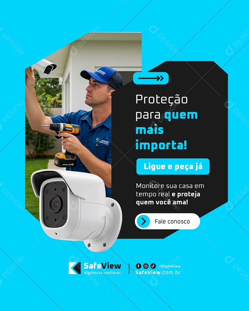 Segurança CFTV Proteção para quem Importa Social Media PSD Editável