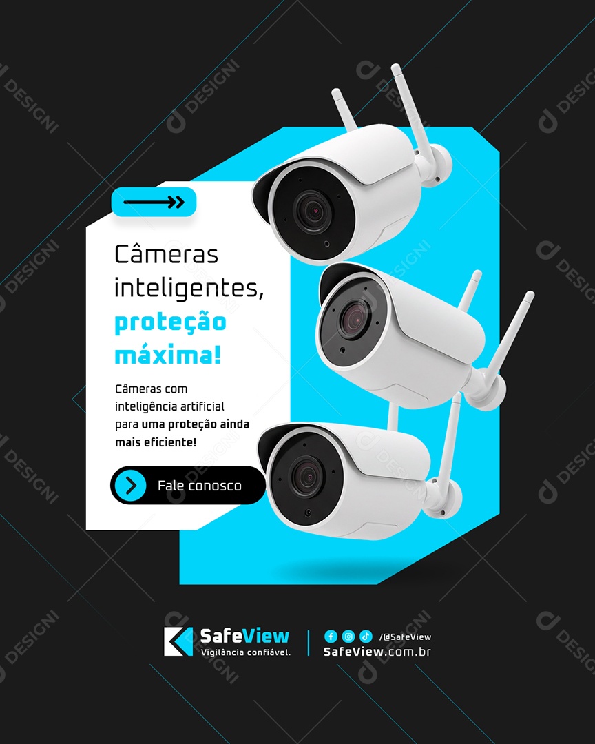 Segurança CFTV Câmeras Inteligentes Social Media PSD Editável