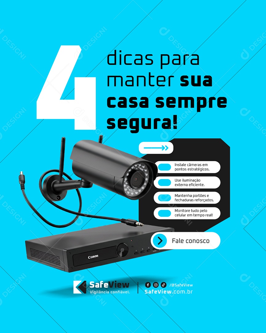 Segurança CFTV 4 Dicas Para Manter sua Casa Segura Social Media PSD Editável