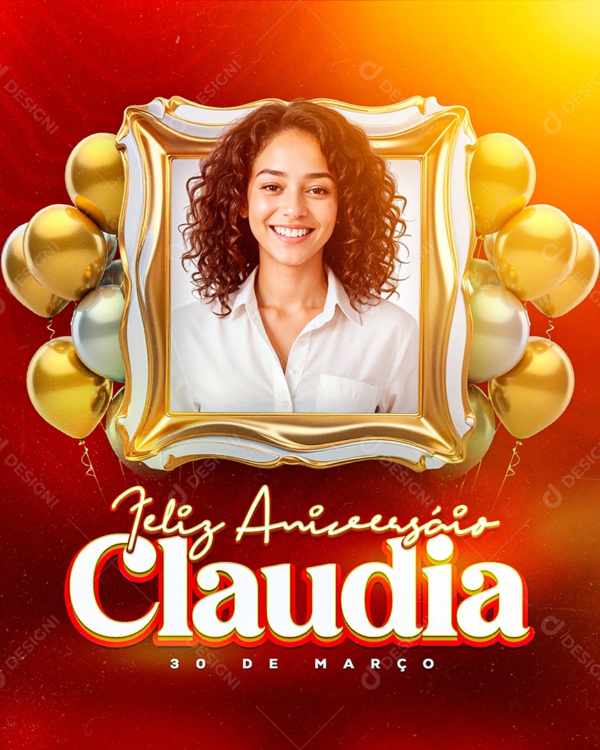 Feliz Aniversário Claudia Social Media PSD Editável