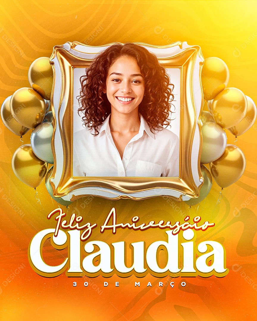 Feliz Aniversário Claudia Social Media PSD Editável