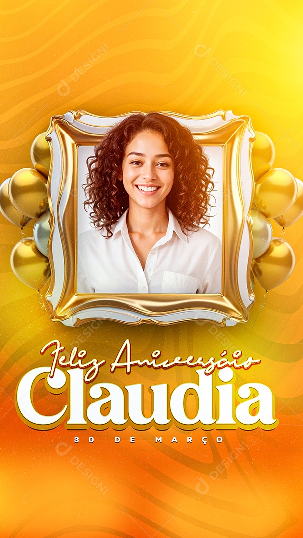 Story Feliz Aniversário Claudia Social Media PSD Editável