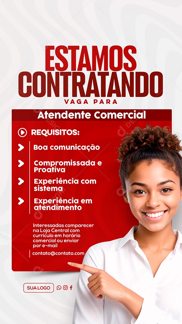 Story Estamos Contratando Social Media PSD Editável